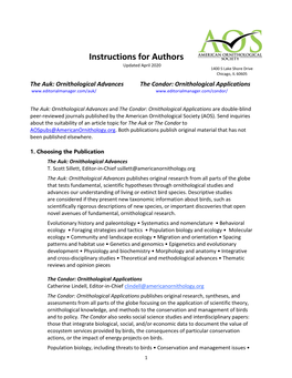 Instructions for Authors Updated April 2020 1400 S Lake Shore Drive