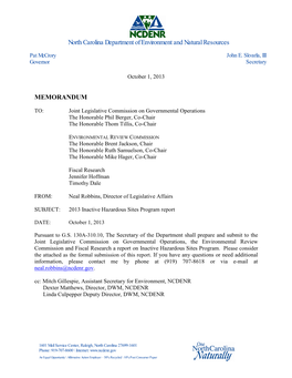 Report to the North Carolina General Assembly on The