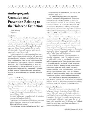 Anthropogenic Causation and Prevention Relating to The