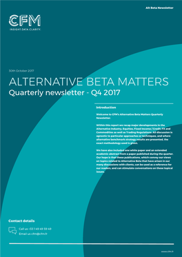 ALTERNATIVE BETA MATTERS Quarterly Newsletter - Q4 2017