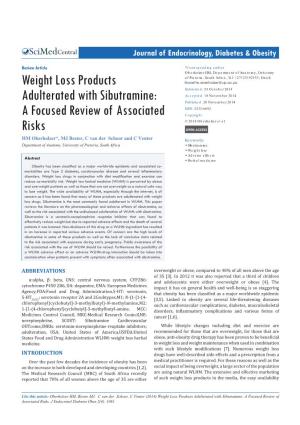 Weight Loss Products Adulterated with Sibutramine: a Focused Review of Associated Risks