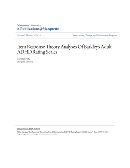 Item Response Theory Analyses of Barkley's Adult ADHD Rating Scales