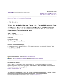 The Multidirectional Flow of Influence Between Sportication, Subculture, and Violence on the History of Mixed Martial Arts
