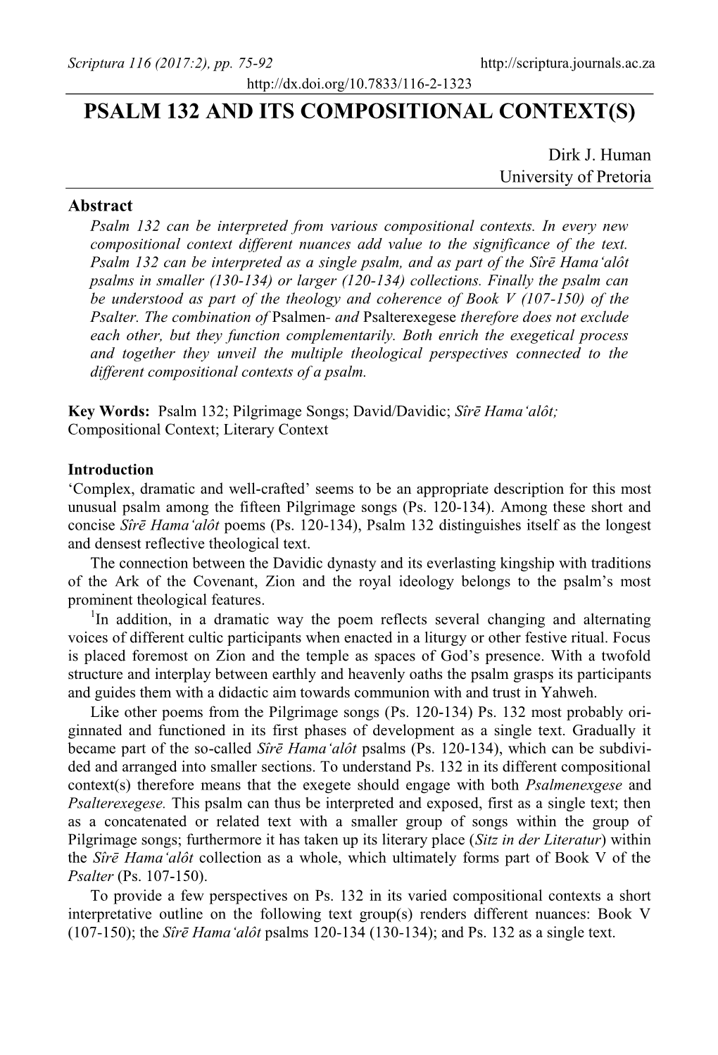 Psalm 132 and Its Compositional Context(S)