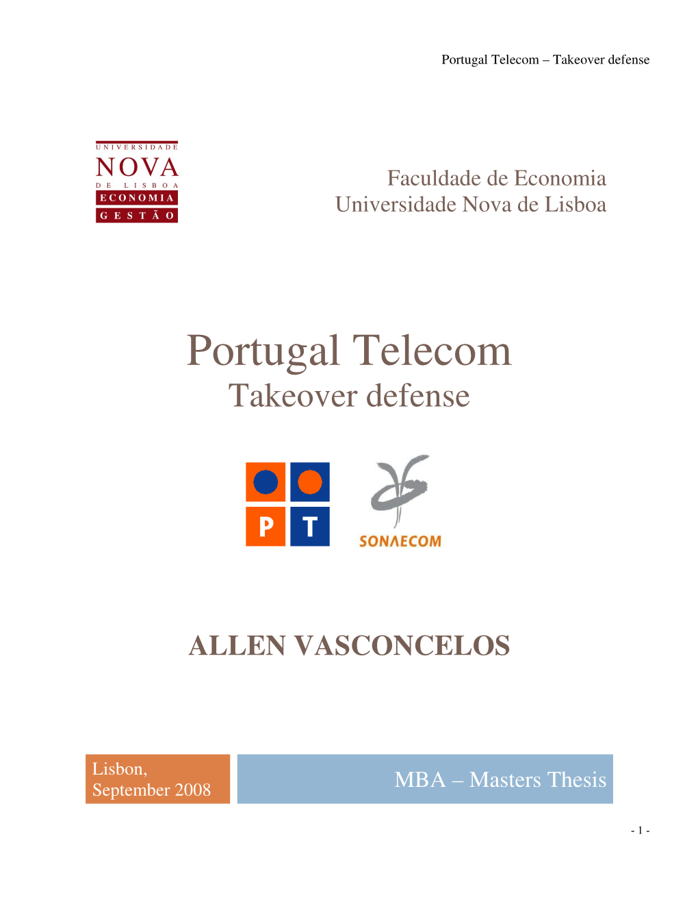 Portugal Telecom – Takeover Defense