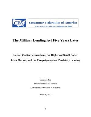 The Military Lending Act Five Years Later