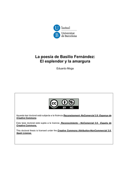 La Poesía De Basilio Fernández: El Esplendor Y La Amargura