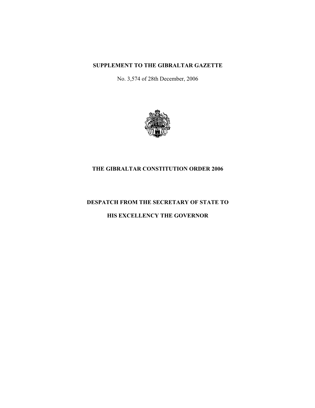 The Gibraltar Constitution Order 2006