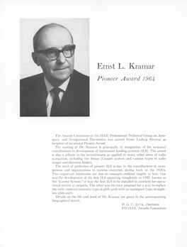 Ernst L. Kramar Pioneer Award 1964