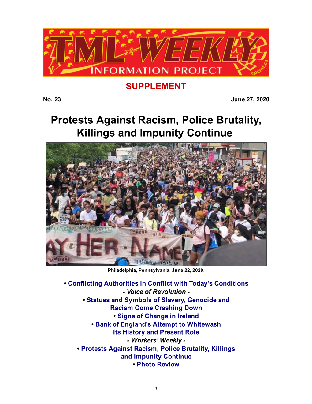 The Marxist-Leninist Weekly