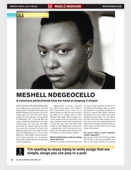 MESHELL NDEGEOCELLO a Notorious Perfectionist Tries Her Hand at Keeping It Simple