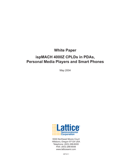 Ispmach 4000Z Cplds in Pdas, Personal Media Players and Smart Phones White Paper