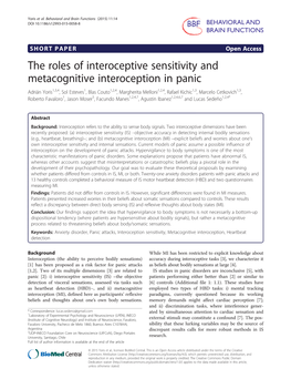 The Roles of Interoceptive Sensitivity and Metacognitive