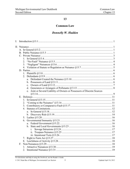 Michigan Environmental Law Deskbook 2Nd Edition: Chapter 13