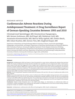 Cardiovascular Adverse Reactions During Antidepressant Treatment