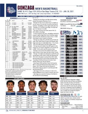 Men's Basketball Page 1/4 Team High/Low Analysis As of Jan 24, 2021 All Games