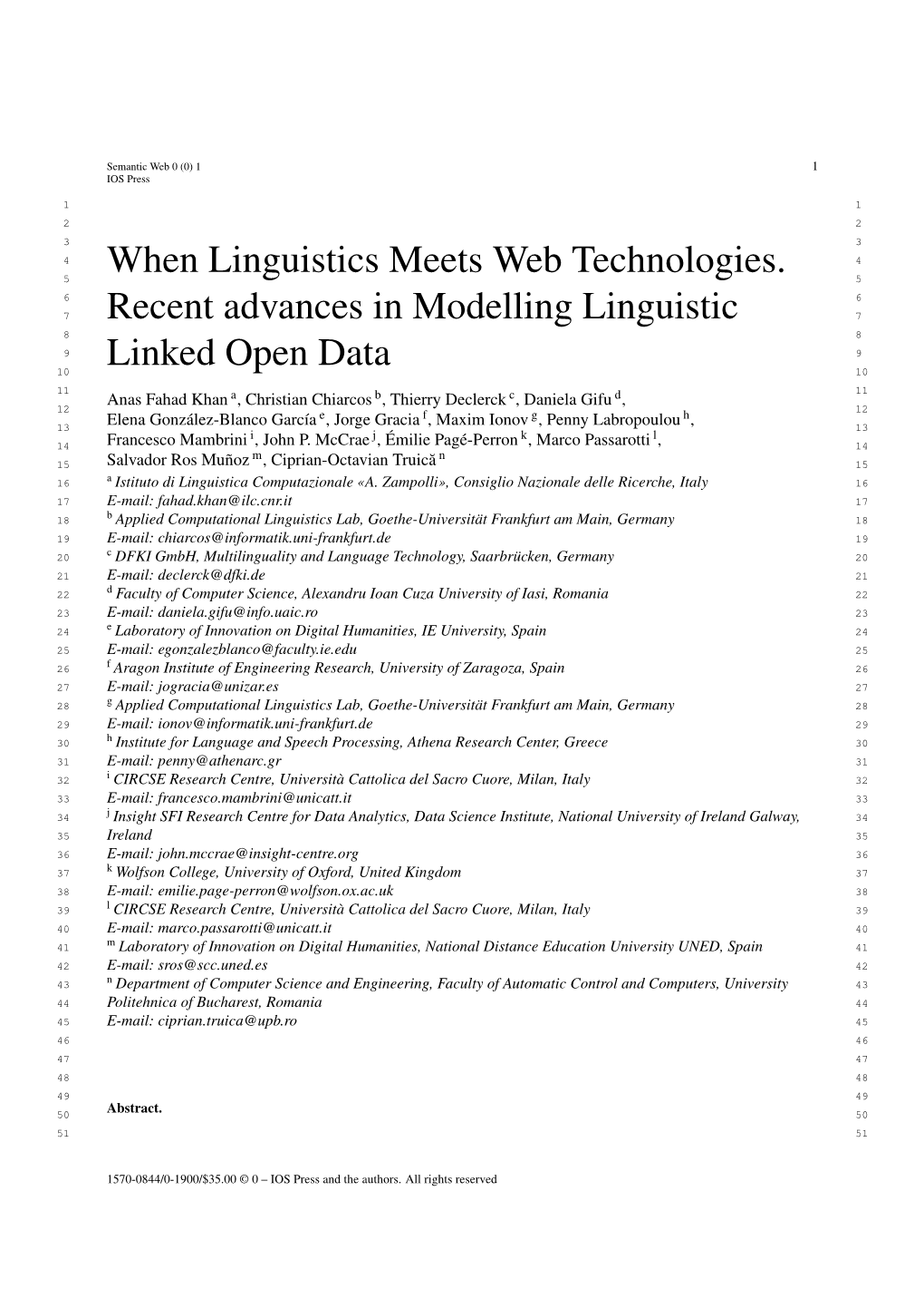 When Linguistics Meets Web Technologies. Recent Advances in Modelling Linguistic Linked Open Data