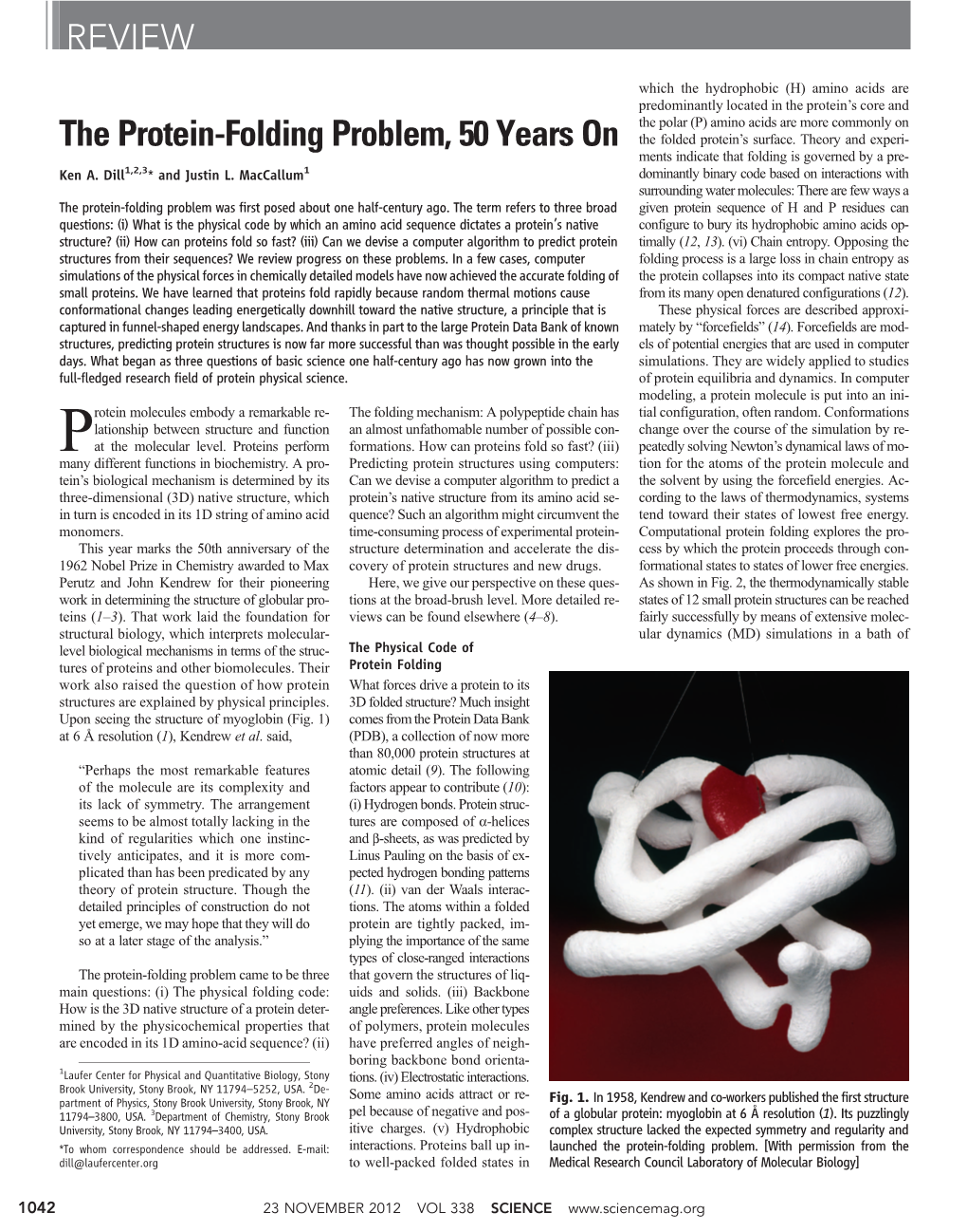 The Protein-Folding Problem, 50 Years on REVIEW