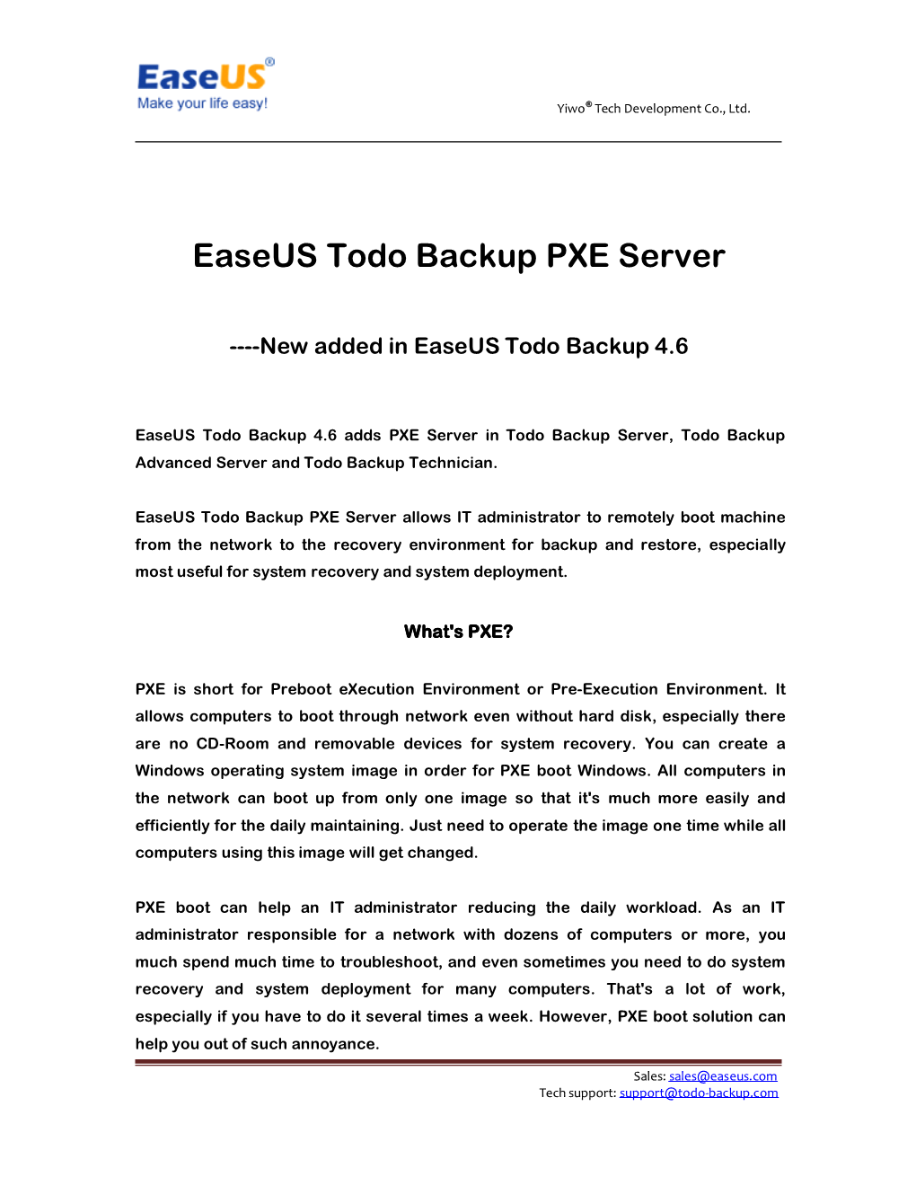 Easeus Todo Backup PXE Server