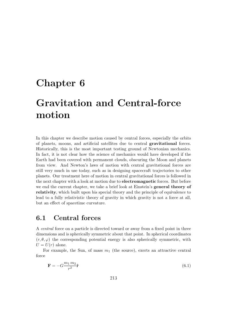 Chapter 6 Gravitation and Central-Force Motion