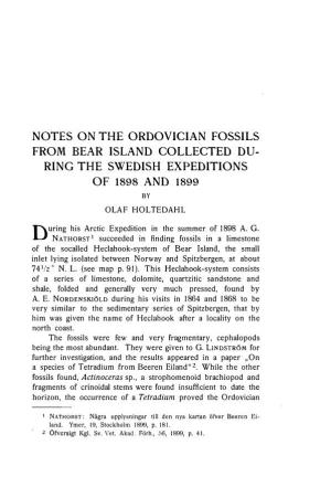 Notes on the Ordovician Fossils from Bear Island Collected Du Ring the Swedish Expeditions