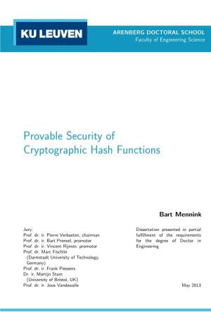 Provable Security of Cryptographic Hash Functions