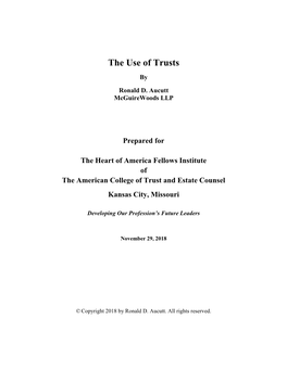 The Use of Trusts By