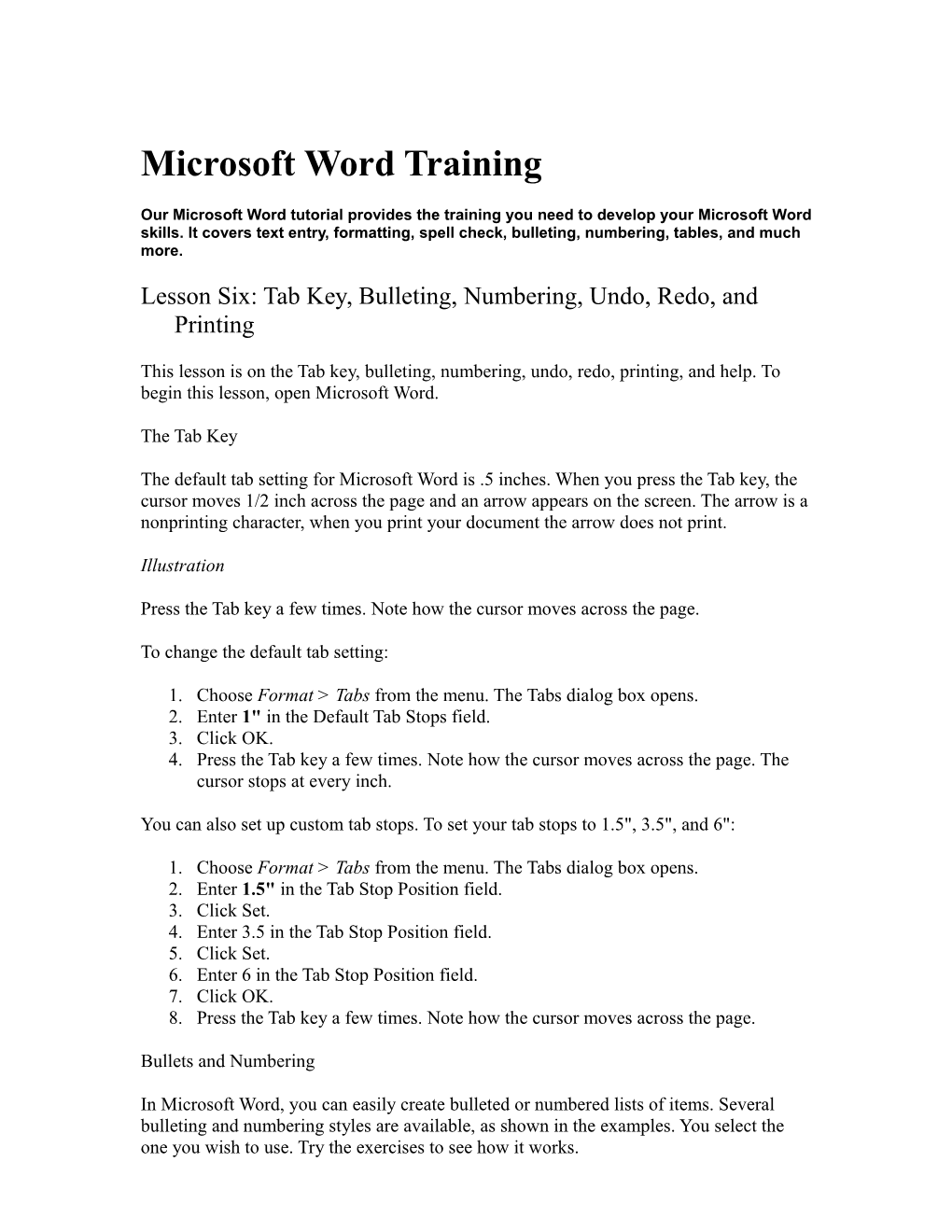 Microsoft Word Training