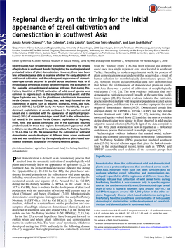 Regional Diversity on the Timing for the Initial Appearance of Cereal Cultivation and Domestication in Southwest Asia