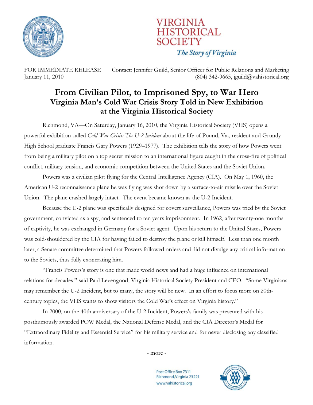 From Civilian Pilot, to Imprisoned Spy, to War Hero Virginia Man’S Cold War Crisis Story Told in New Exhibition at the Virginia Historical Society