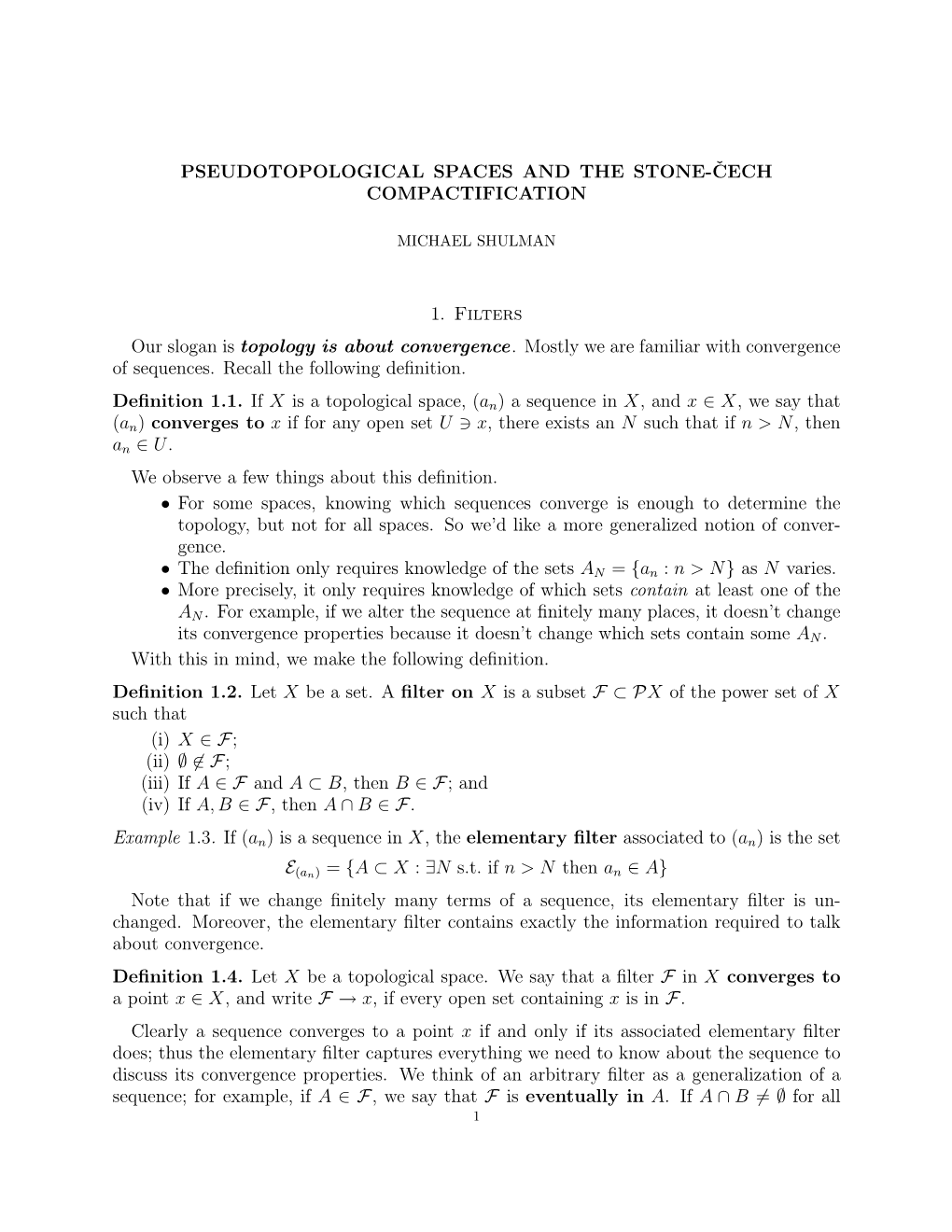 Pseudotopological Spaces and the Stone-ˇcech