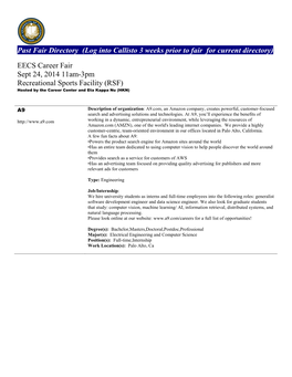 EECS Career Fair Sept 24, 2014 11Am-3Pm Recreational Sports Facility (RSF) Hosted by the Career Center and Eta Kappa Nu (HKN)