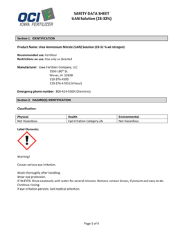 SAFETY DATA SHEET UAN Solution (28-32%)