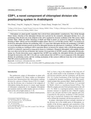 CDP1, a Novel Component of Chloroplast Division Site Positioning System in Arabidopsis