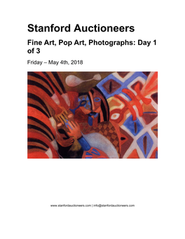 Stanford Auctioneers Fine Art, Pop Art, Photographs: Day 1 of 3 Friday – May 4Th, 2018