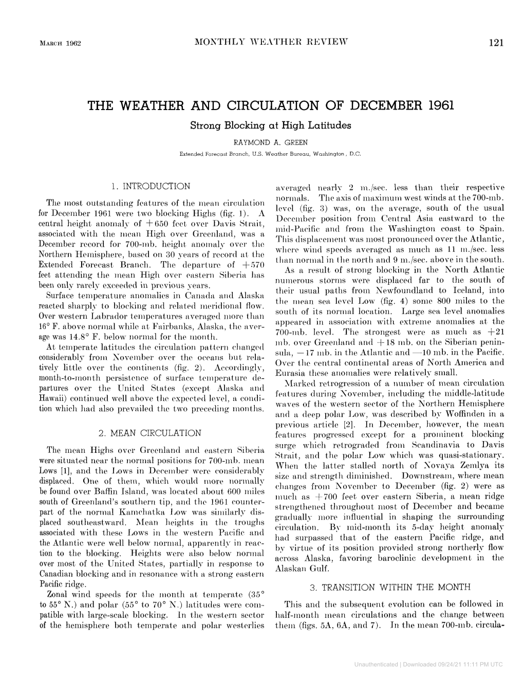 The Weather and Circulation of December 1961