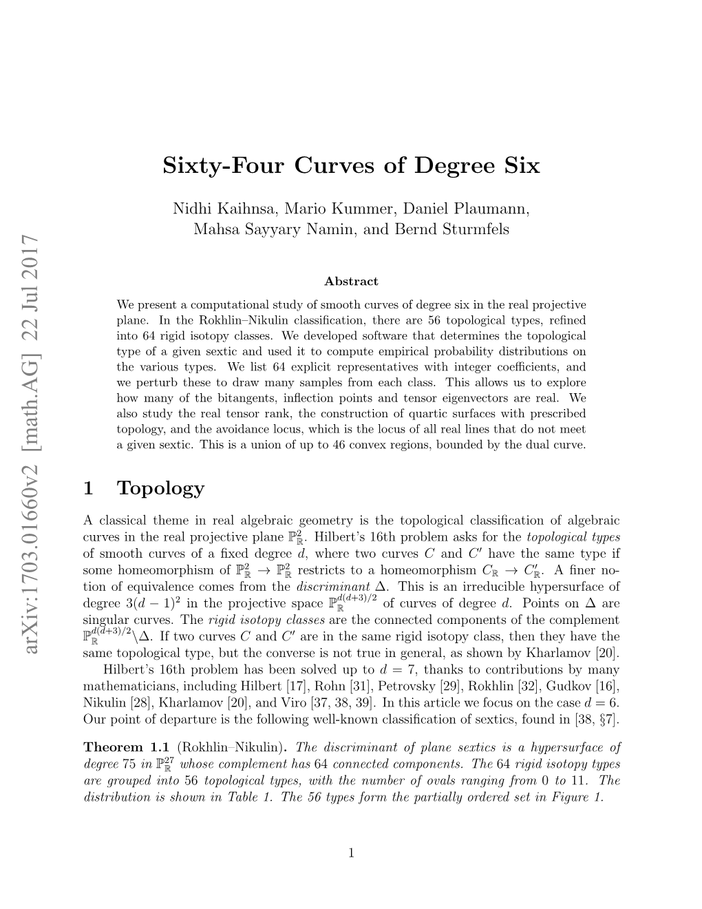 Sixty-Four Curves of Degree Six Arxiv:1703.01660V2 [Math.AG]