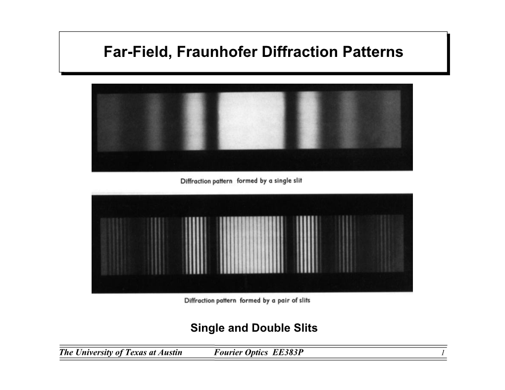 Far-Field, Fraunhofer Diffraction Patterns