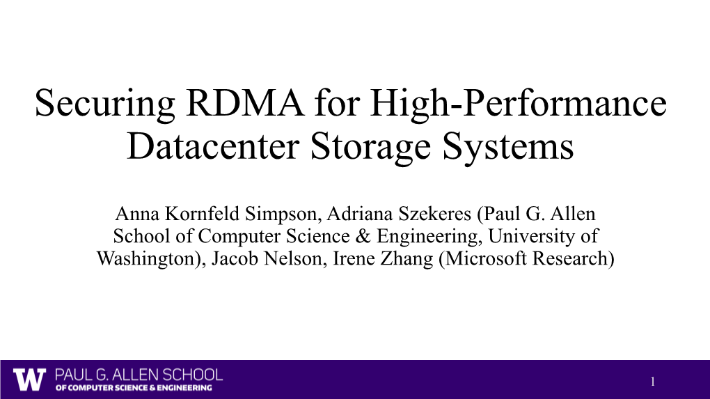 Securing RDMA for High-Performance Datacenter Storage Systems