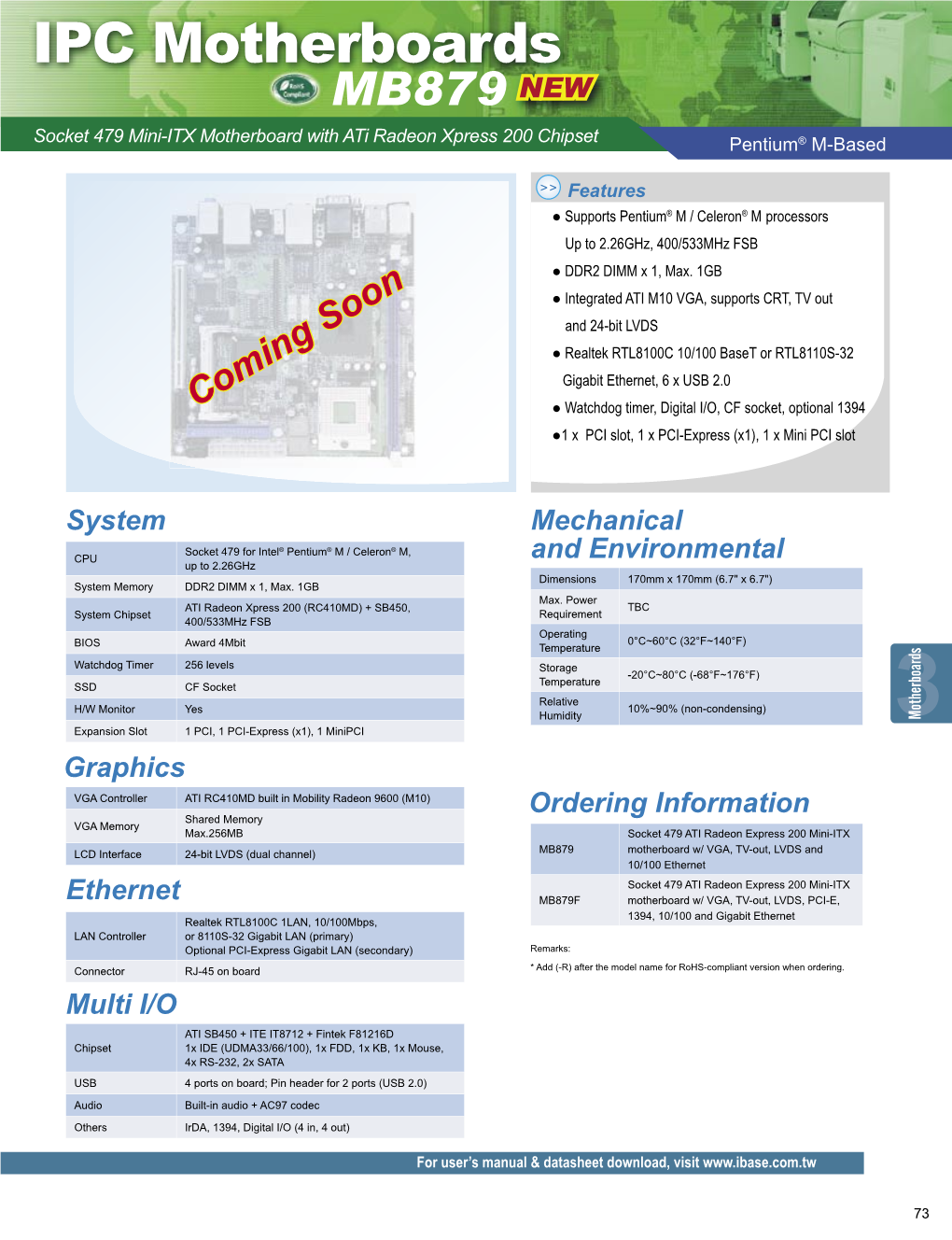 IPC Motherboards IPC Motherboards MB879 NEW