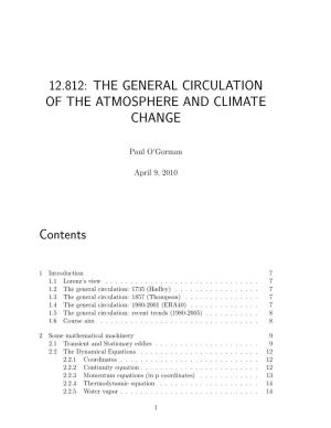 The General Circulation of the Atmosphere and Climate Change