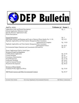 NJDEP-DEP Bulletin, 4/3/2013 Issue