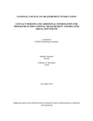 National Council on Measurement in Education