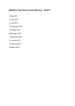Middleton Tyas Parish Council Minutes – 2012/13