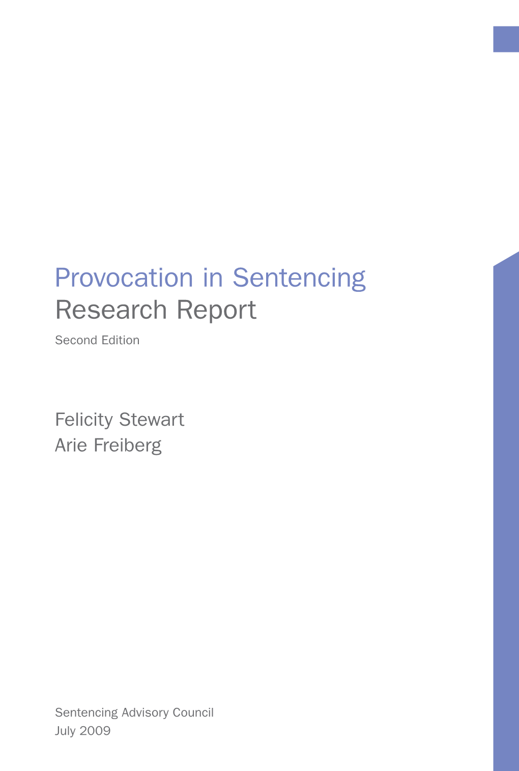 Provocation in Sentencing Research Report Second Edition