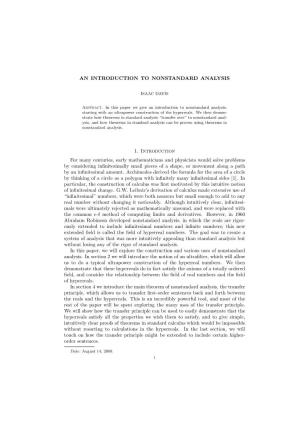 An Introduction to Nonstandard Analysis 11