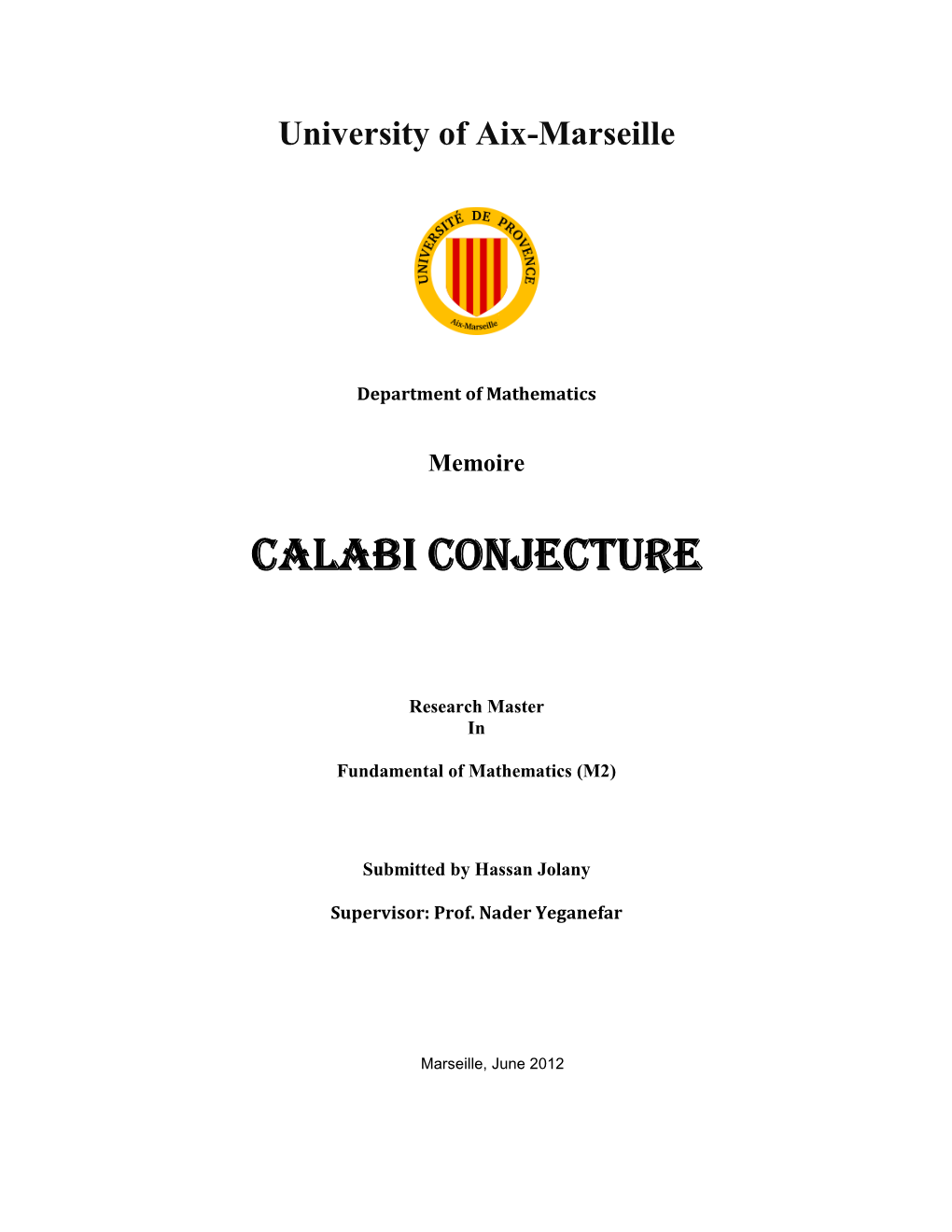 Calabi Conjecture