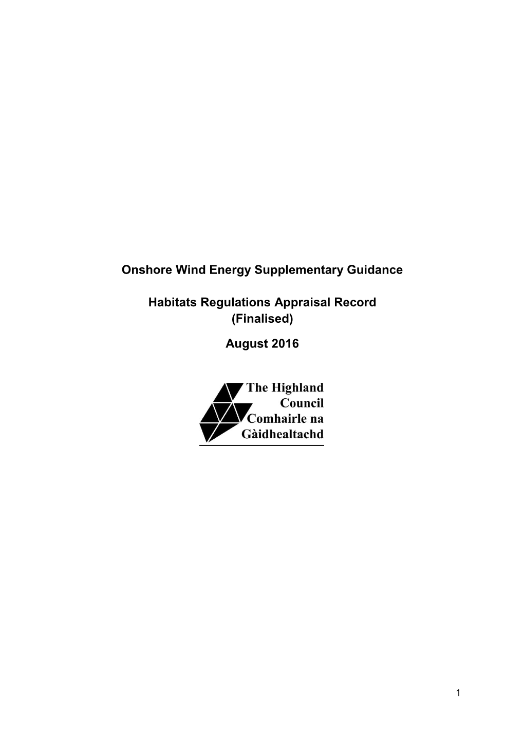 Onshore Wind Energy Supplementary Guidance