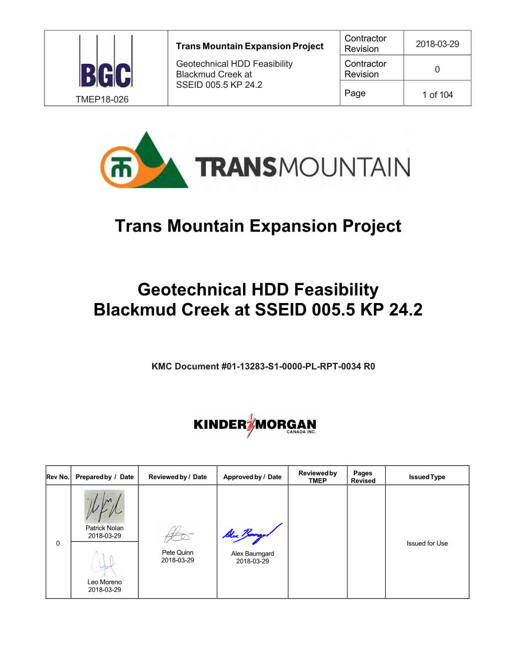 Trans Mountain Expansion Project Geotechnical HDD Feasibility