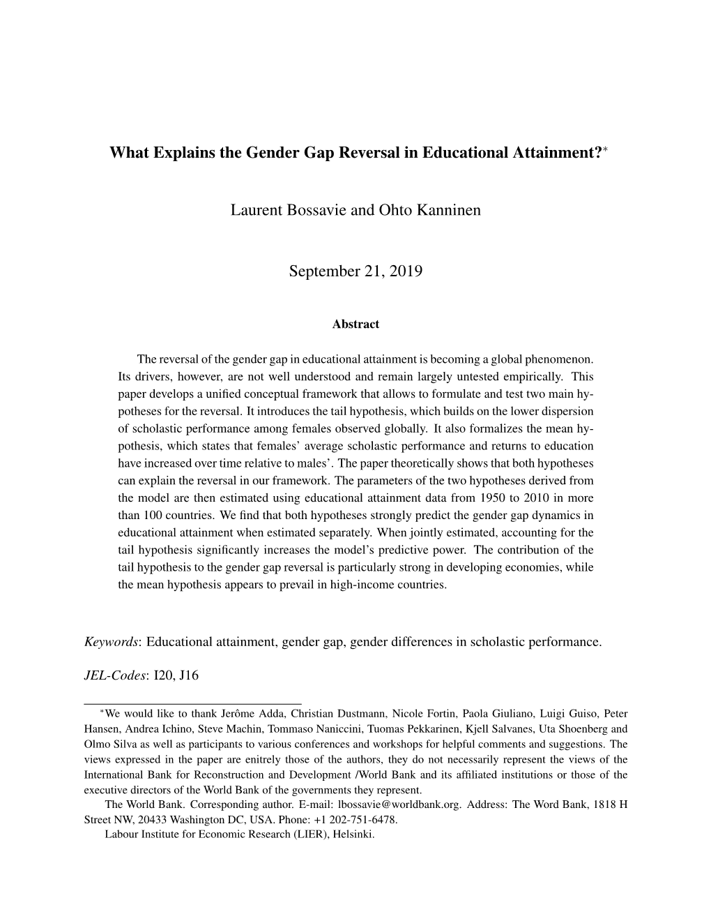 What Explains the Gender Gap Reversal in Educational Attainment?∗